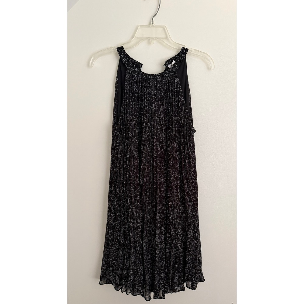 THML Black Polka Dot‎ Pleated Halter Mini Dress Small Missing Button